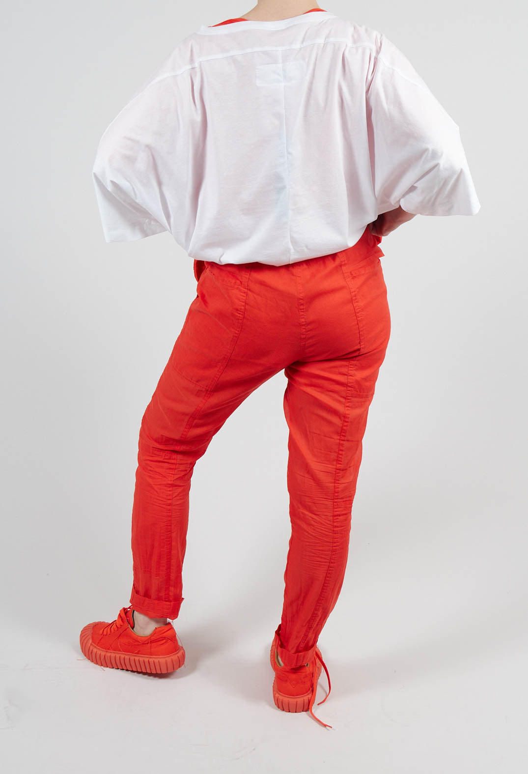 Sheer Skinny Leg Trousers in Mandarine Paper