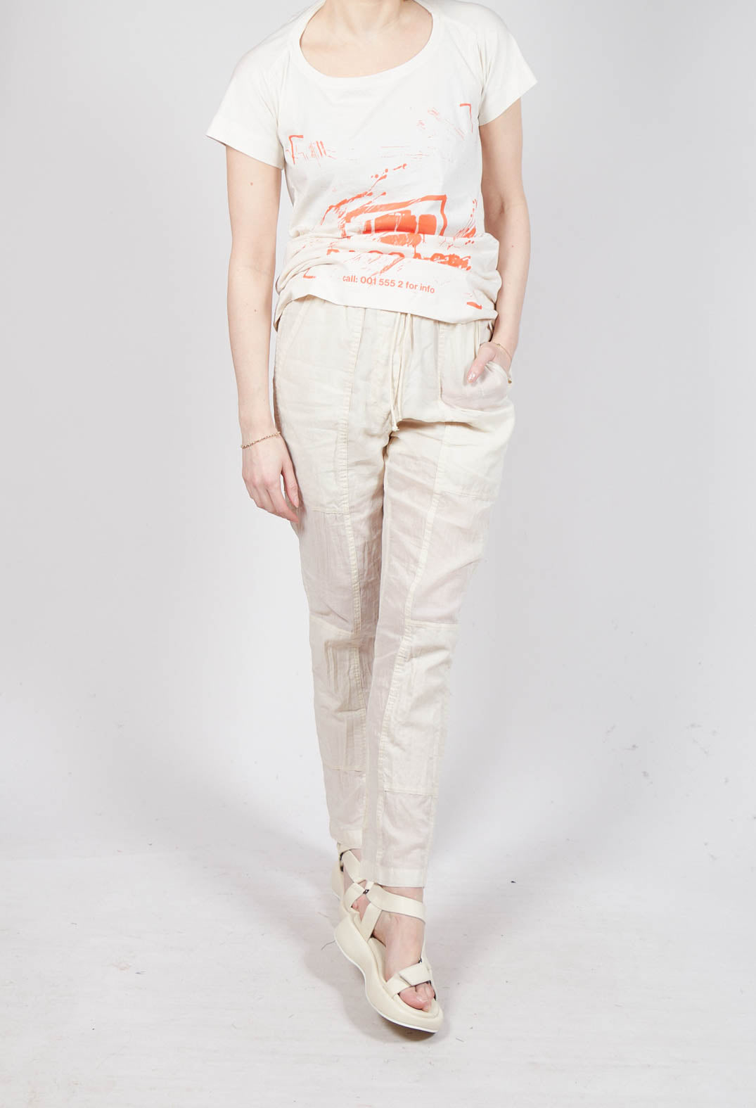 Sheer Skinny Leg Trousers in Greige Paper