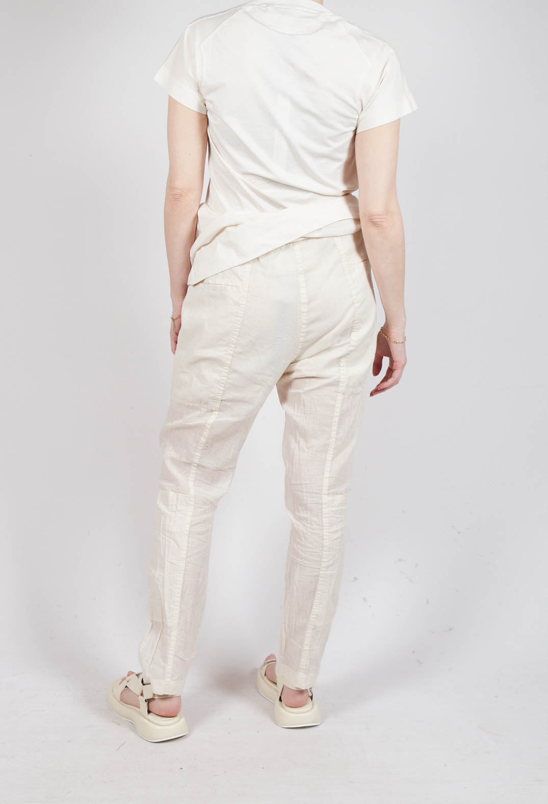 Sheer Skinny Leg Trousers in Greige Paper