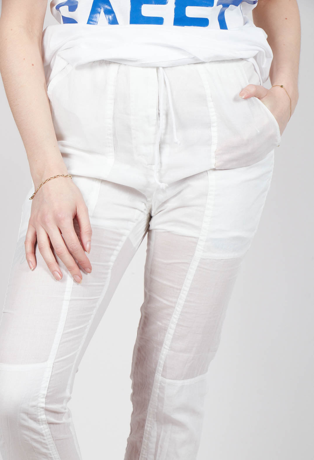 Sheer Skinny Leg Trousers in Semi Bleach Paper