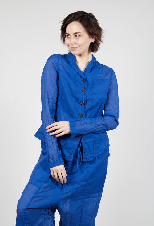 Button Fastening Jacket with Elasticated Back Detail in Royal Paper