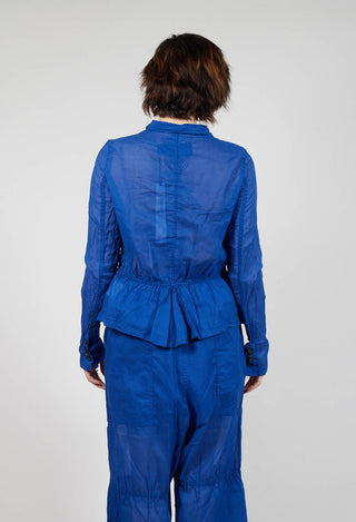 Button Fastening Jacket with Elasticated Back Detail in Royal Paper