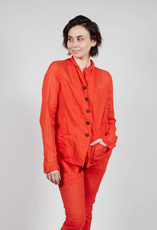 Button Fastening Jacket with Elasticated Back Detail in Mandarine Paper