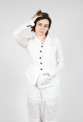 Button Fastening Jacket with Elasticated Back Detail in Semi Bleach Paper