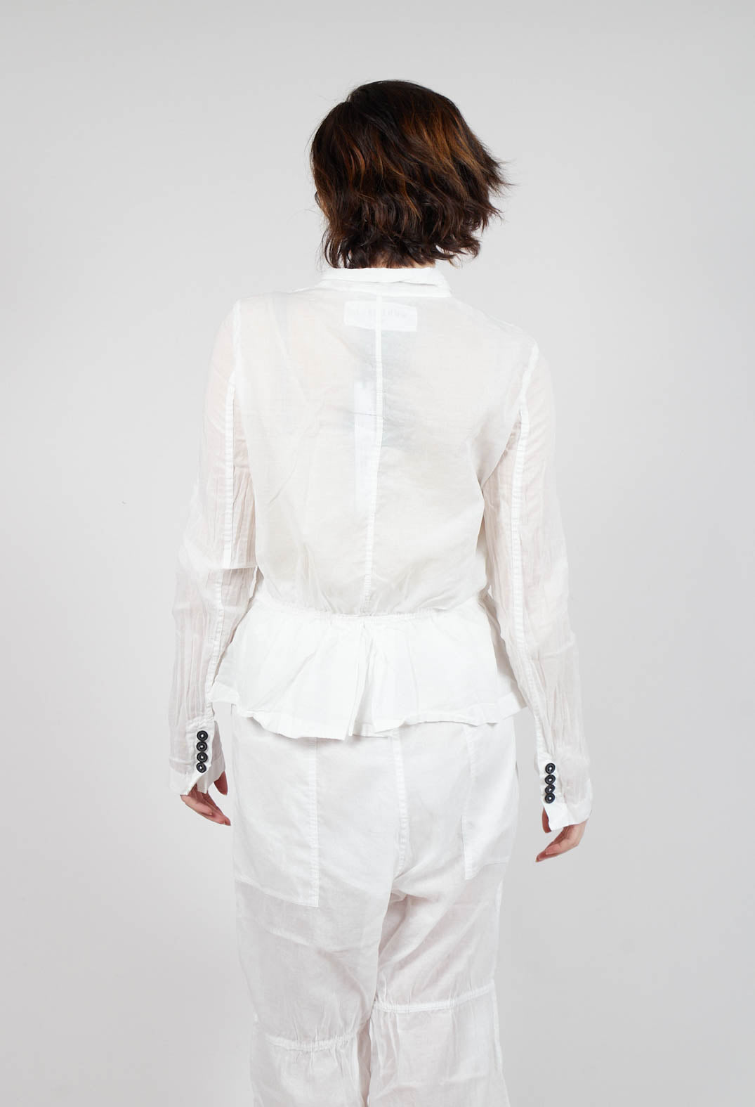 Button Fastening Jacket with Elasticated Back Detail in Semi Bleach Paper