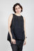 Sheer Boat Neckline Vest with Contrasting Panels in Black Paper