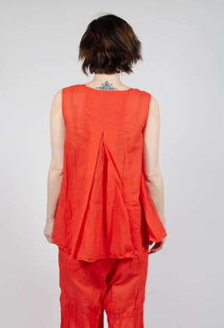 Sheer Boat Neckline Vest with Contrasting Panels in Mandarine Paper