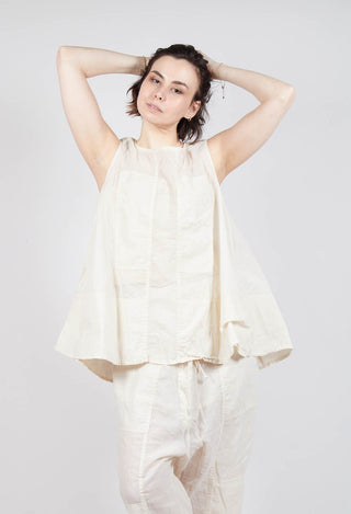 Sheer Boat Neckline Vest with Contrasting Panels in Greige Paper