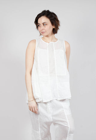 Sheer Boat Neckline Vest with Contrasting Panels in Semi Bleach Paper