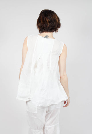 Sheer Boat Neckline Vest with Contrasting Panels in Semi Bleach Paper