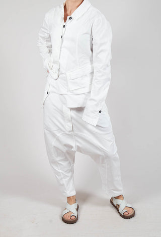 Drop-Crotch Cotton Trousers with Belt Loops in Semi Bleach