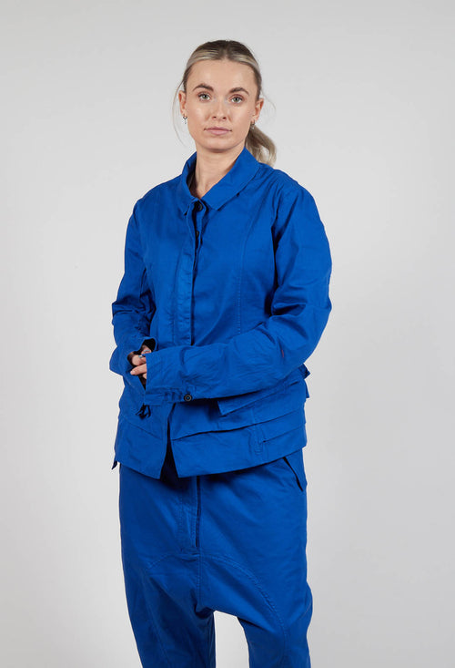 Layered Lettuce-Edge Detail Jacket in Royal