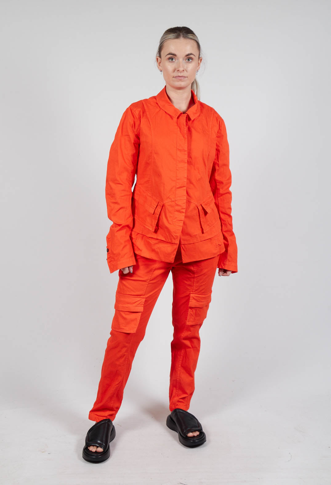 Layered Lettuce-Edge Detail Jacket in Mandarine