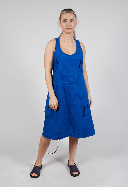 Drop Armhole Dress with Pull Toggle Hemline in Royal