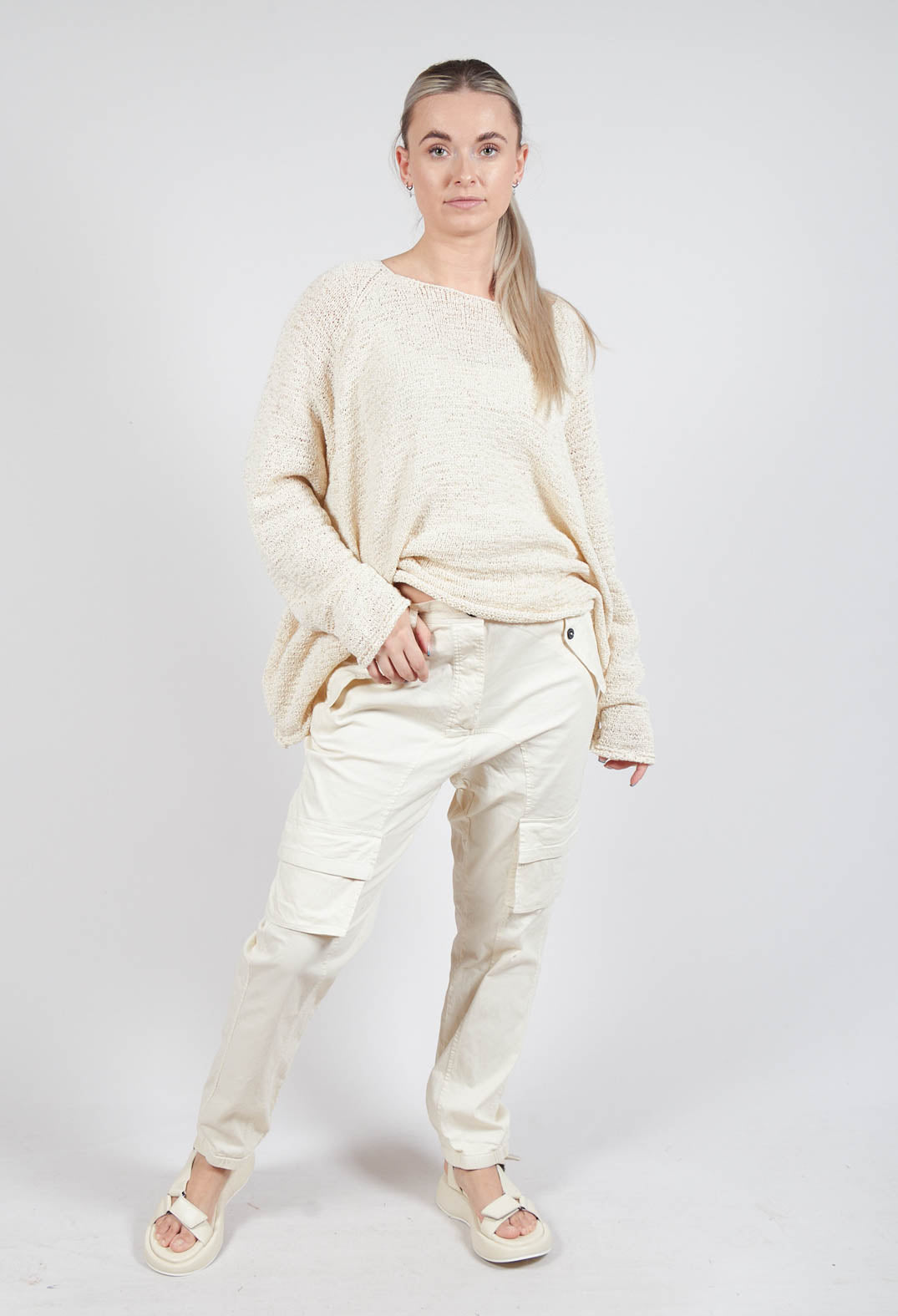 Straight-Leg Trousers with Cargo Pockets in Greige