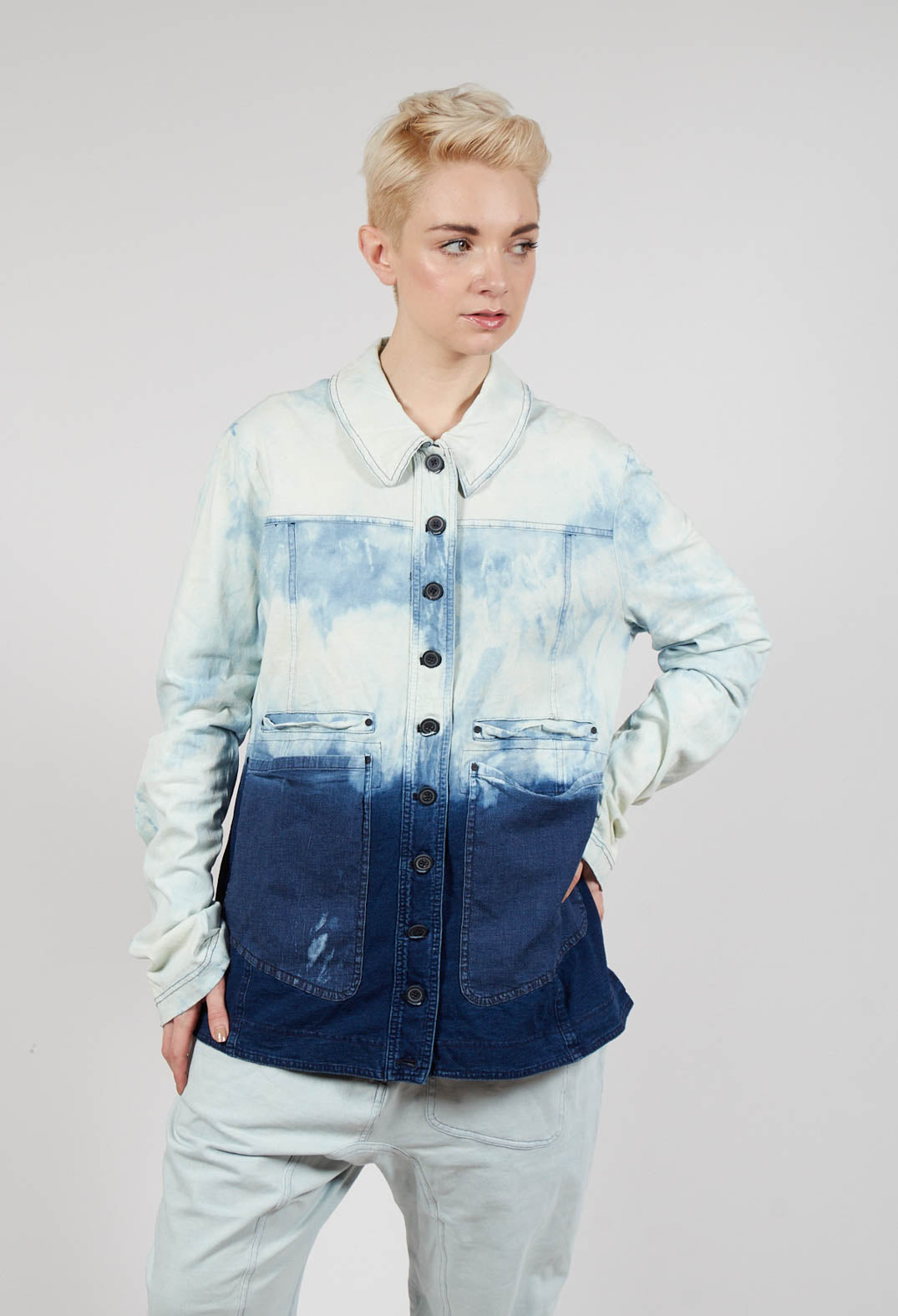 Tailored Denim Jacket with Contrast Stitching in Bleachwash