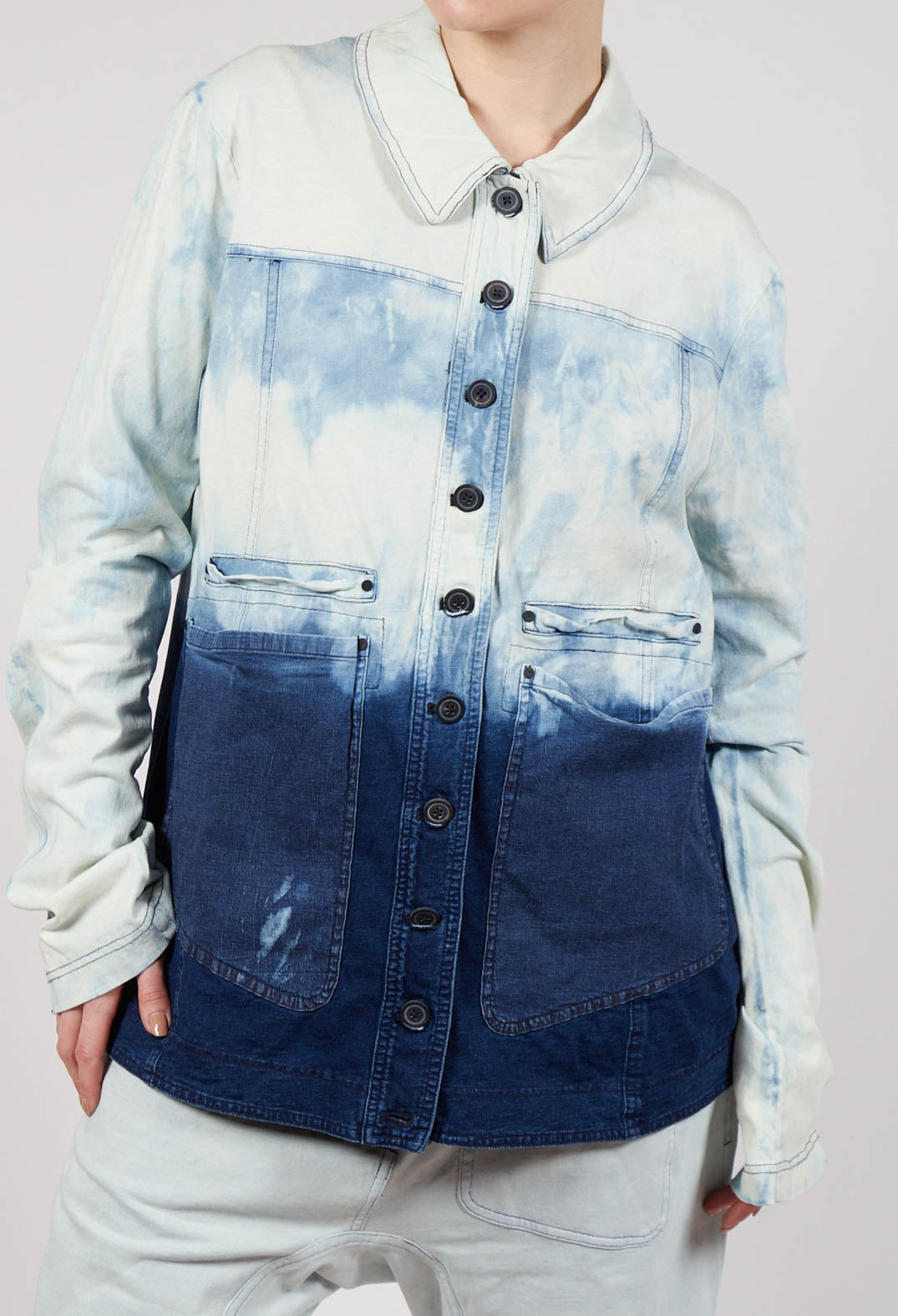 Tailored Denim Jacket with Contrast Stitching in Bleachwash