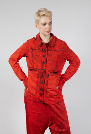 Tailored Denim Jacket with Contrast Stitching in Mandarine Dye