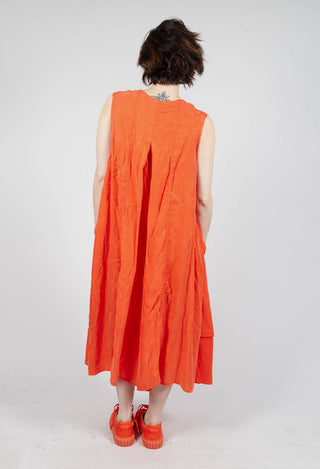 Draped Sleeveless Dress with Back Pleats in Mandarine