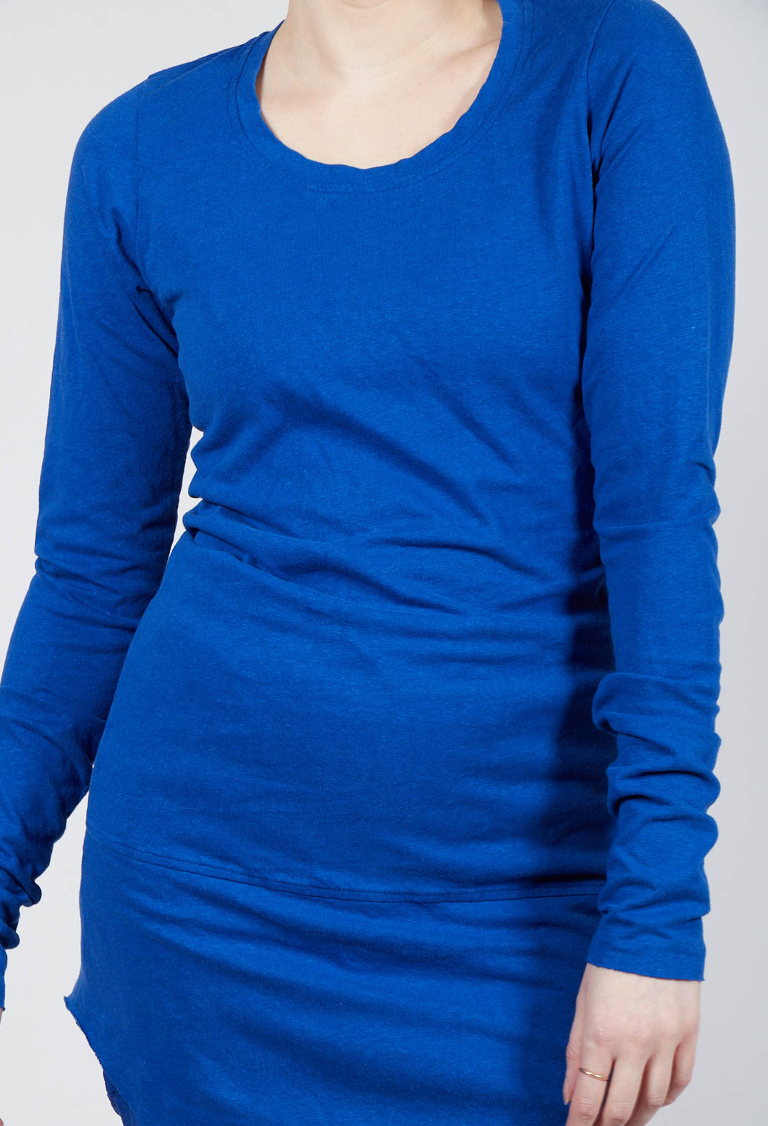 Longline Top with Rounded Hem in Royal