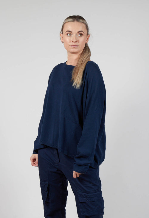 Relaxed Sweatshirt with Ribbed Hem in Ink