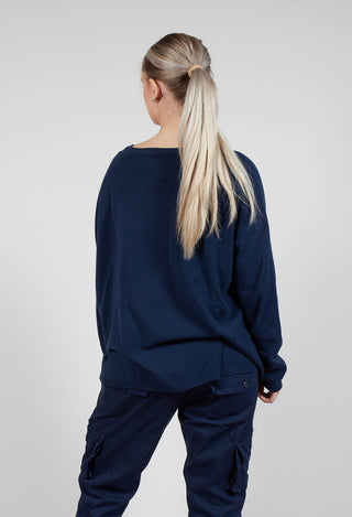 Relaxed Sweatshirt with Ribbed Hem in Ink