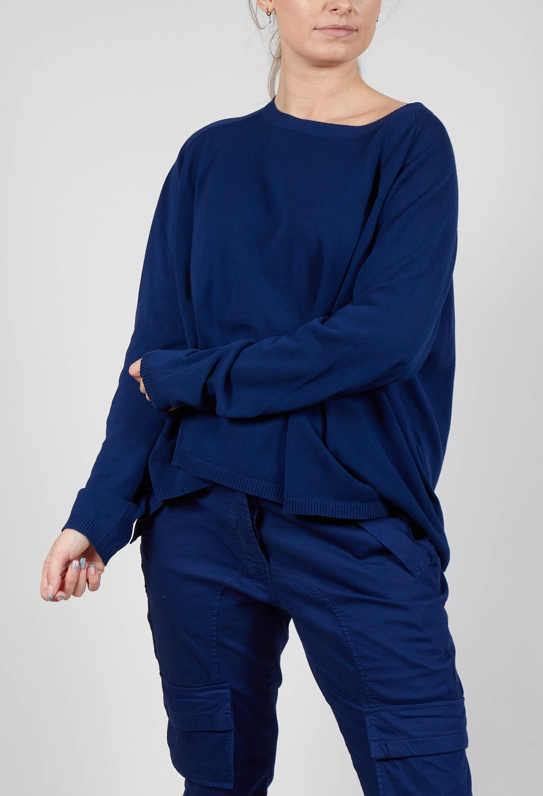 Relaxed Sweatshirt with Ribbed Hem in Ocean