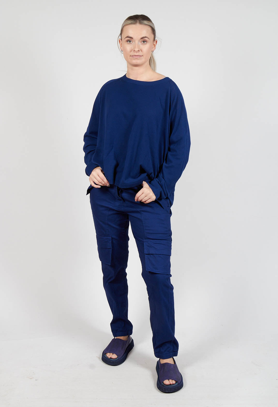 Relaxed Sweatshirt with Ribbed Hem in Ocean