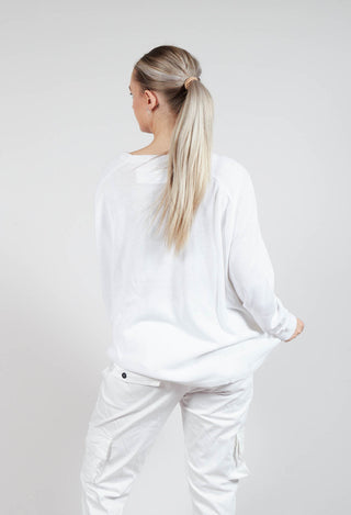 Relaxed Sweatshirt with Ribbed Hem in Semi Bleach