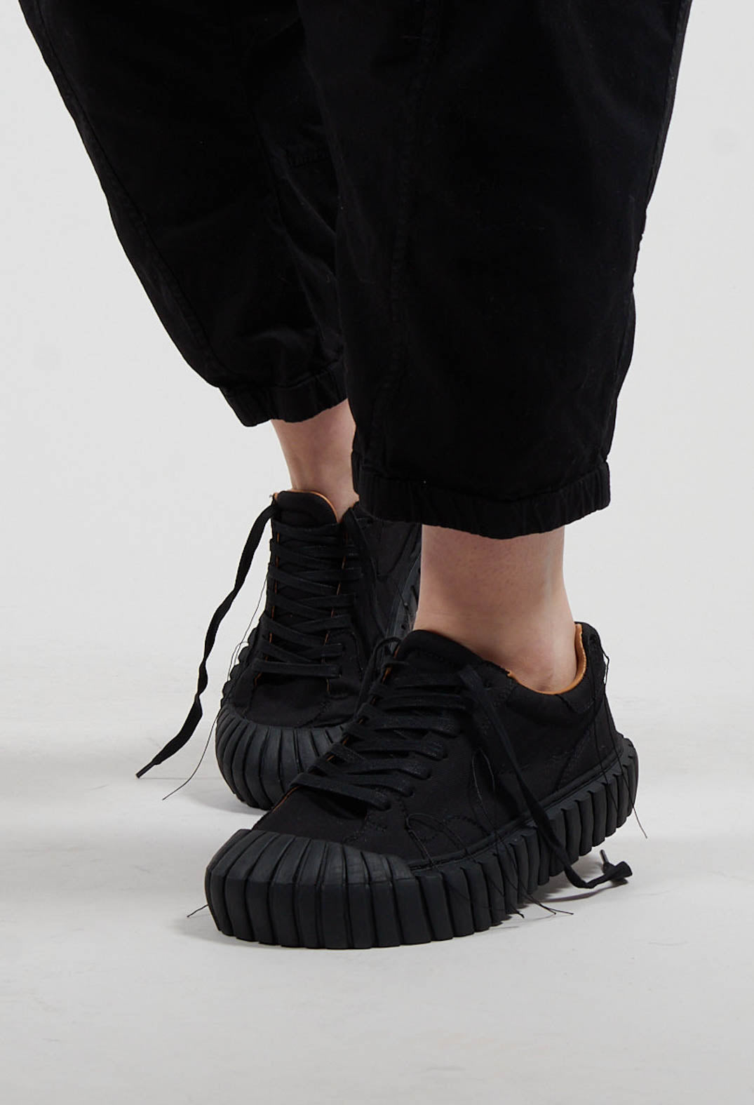 Ribbed Creeper Sole Trainers in Black