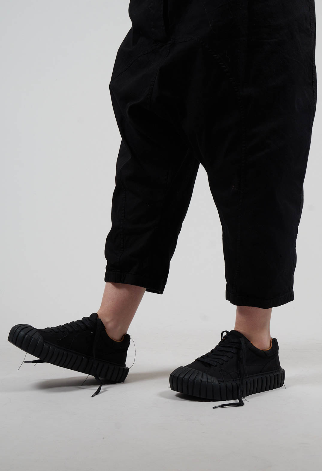 Ribbed Creeper Sole Trainers in Black