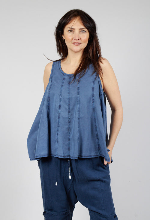 Flared Hem Vest Top in Navy Pigment