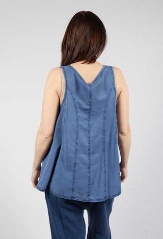 Flared Hem Vest Top in Navy Pigment