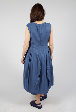 Tulip Dress with Curved Seams in Navy Pigment