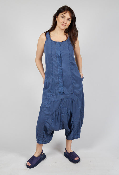 Sleeveless Jumpsuit with Curved Seams in Navy Pigment