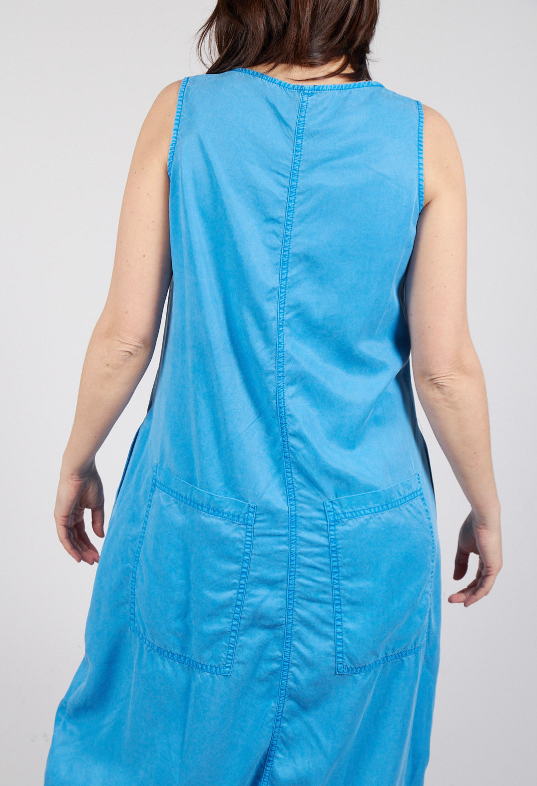 Sleeveless Jumpsuit with Curved Seams in Malibu Pigment