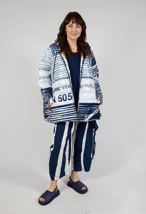 Hooded Jacket in Navy Print