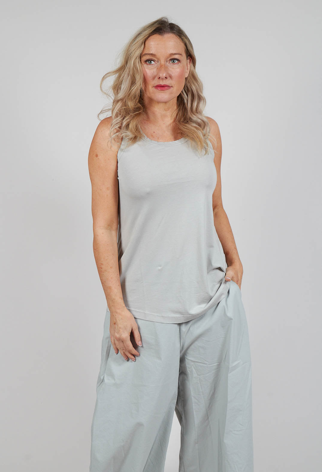 Jersey Sleeveless Top in Grey