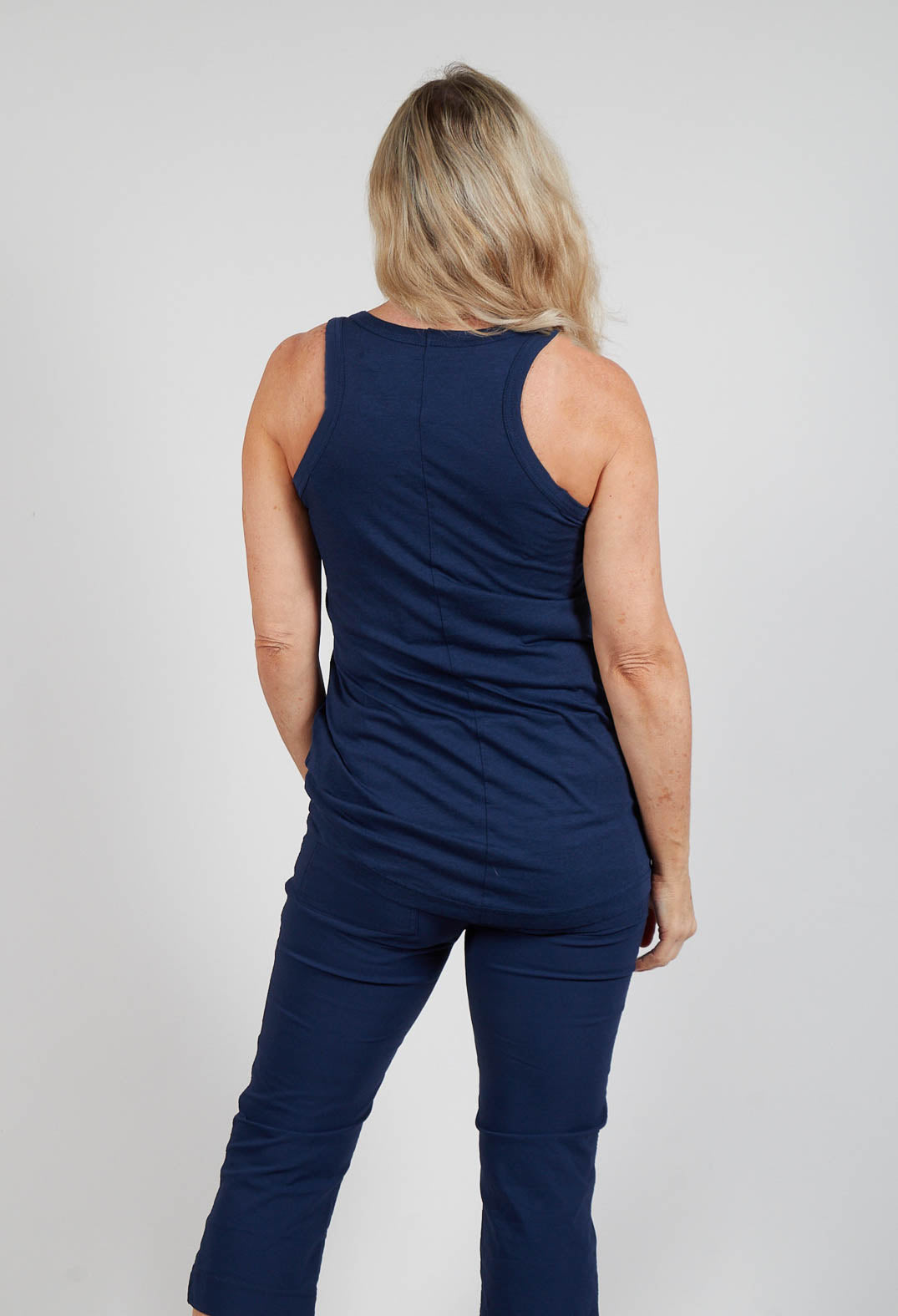 Jersey Sleeveless Top in Navy