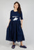 Dual Fabric Dress in Navy Print