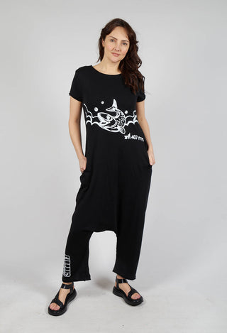 Drop Crotch Jumpsuit in Black Print