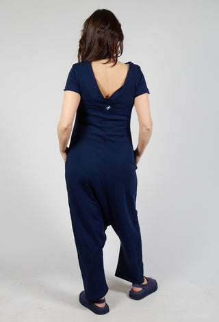 Drop Crotch Jumpsuit in Navy Print