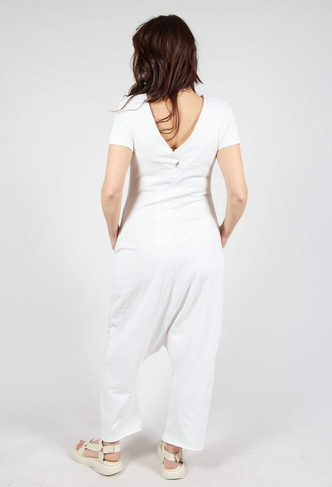 Drop Crotch Jumpsuit in Offwhite Print