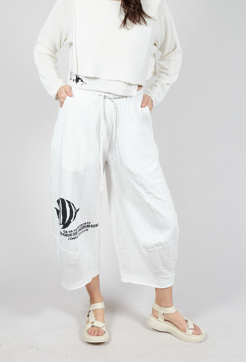 Jersey Joggers in Offwhite Print