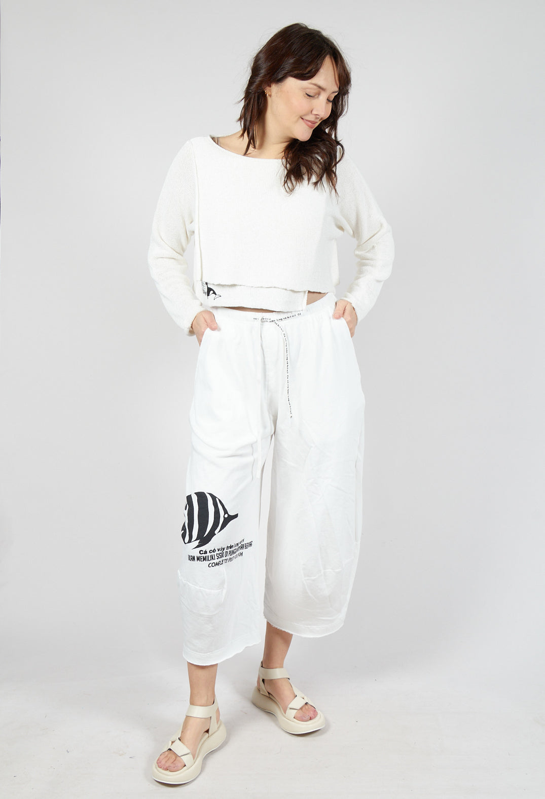 Jersey Joggers in Offwhite Print