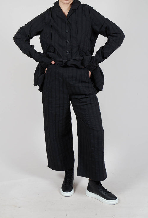 Cropped Straight Leg Trousers in Black