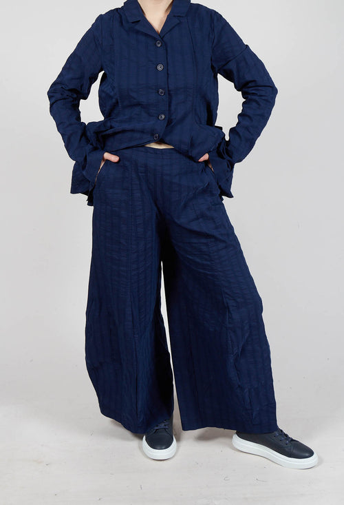 Cropped Straight Leg Trousers in Navy