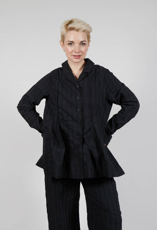 Button Through Jacket with Feature Pleats in Black