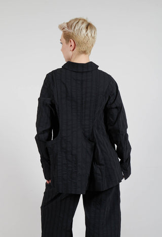 Button Through Jacket with Feature Pleats in Black