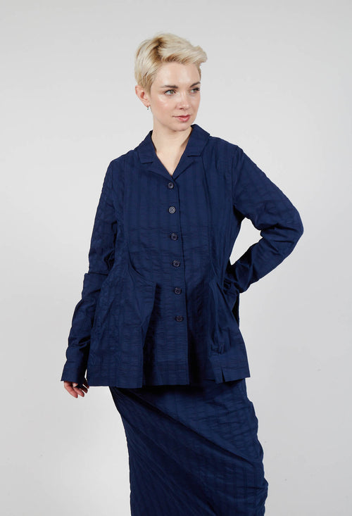 Button Through Jacket with Feature Pleats in Navy